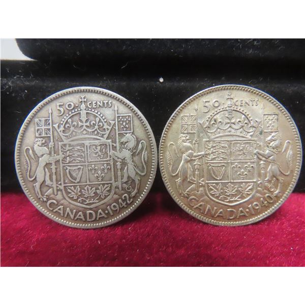 1940 and 1942 Canadian 50¢ Coins