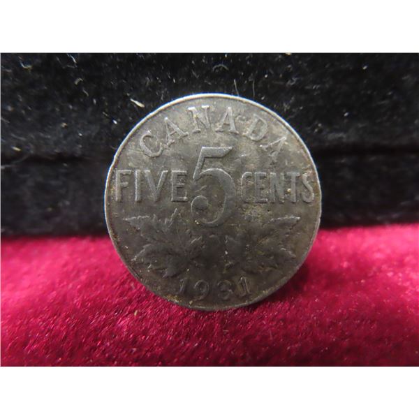 1931 Canadian 5¢ Coin