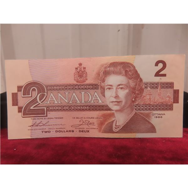 1986 Canadian $2 Bill, Crisp