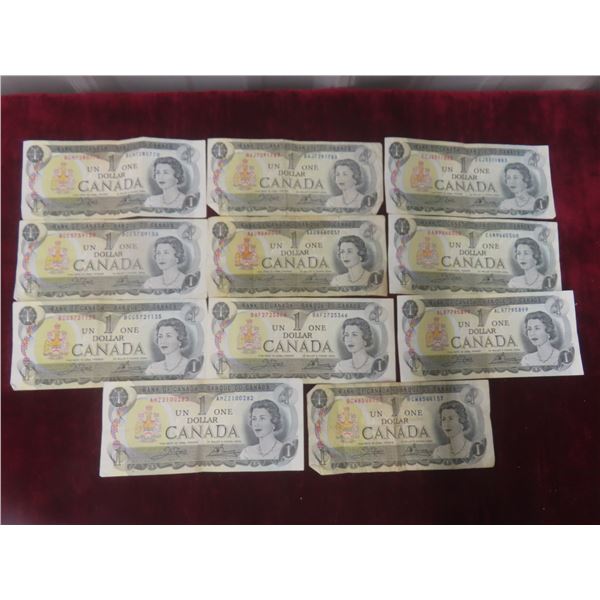 11 x 1973 Canadian $1 Bills