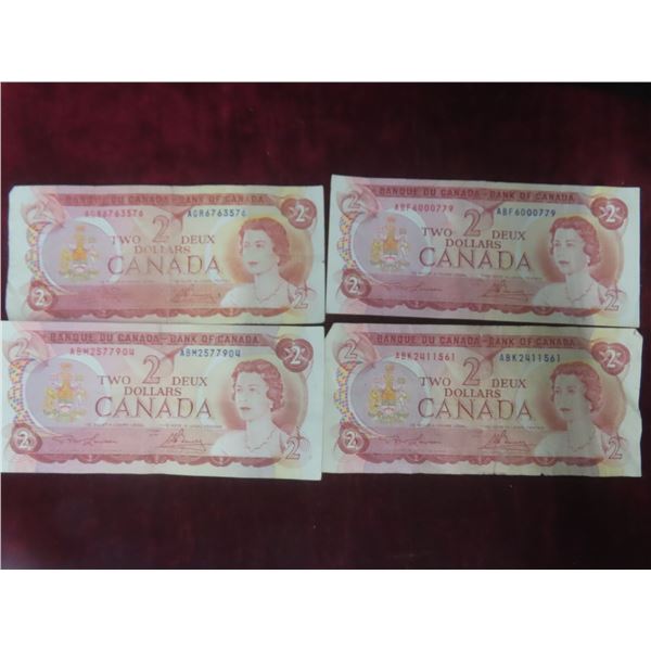 4 x 1974 Canadian $2 Bills