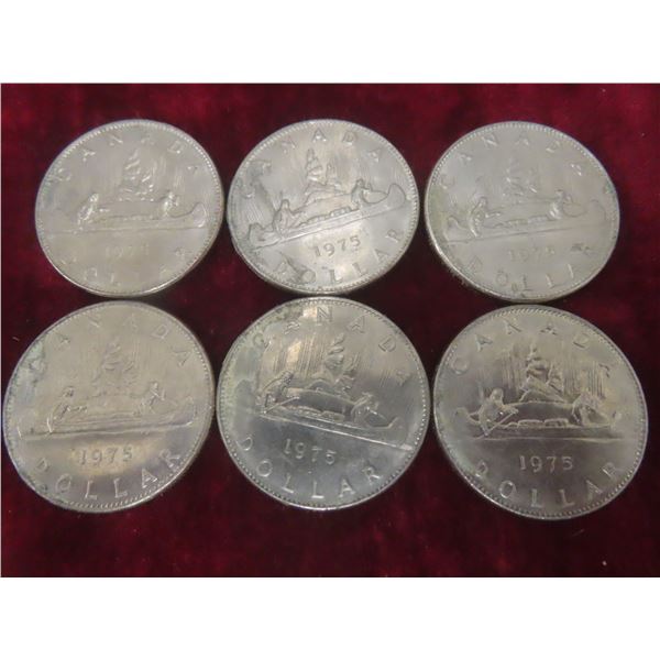 6 x 1975 Canadian $1 Coins