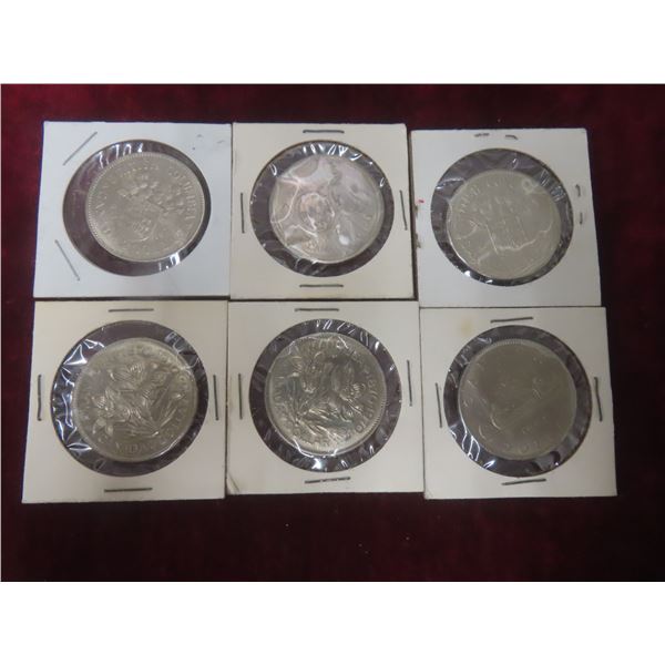 6 Canadian $1 Coins: 1968, 1970 (x2), 1971 (x2), 1974
