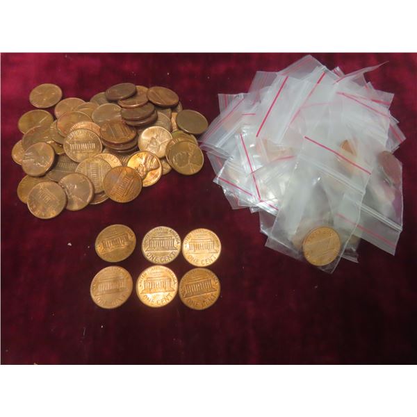 100 U.S. 1960s and 1970s Uncirculated Pennies