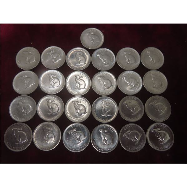 25 x 1967 Canadian Centennial Nickels