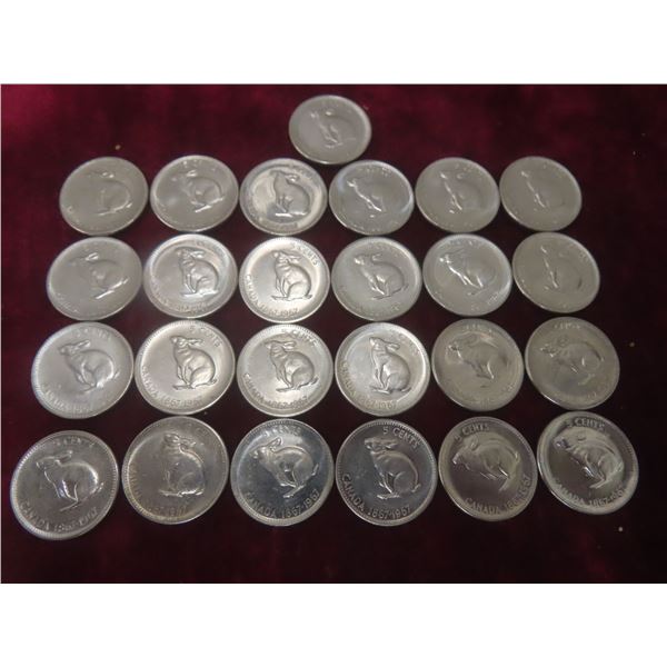25 x 1967 Canadian Centennial Nickels