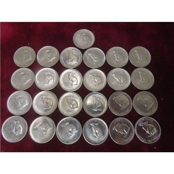 25 x 1967 Canadian Centennial Nickels