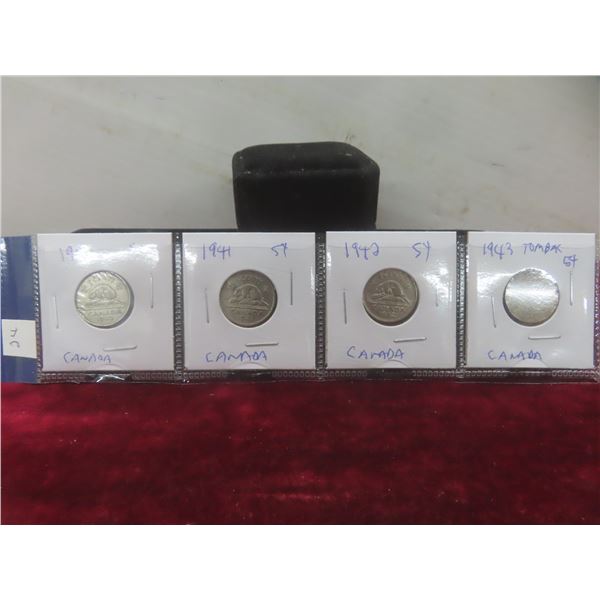 Set of 4 Canadian Nickels: 1947, 1947 M.L., 1949, 1950