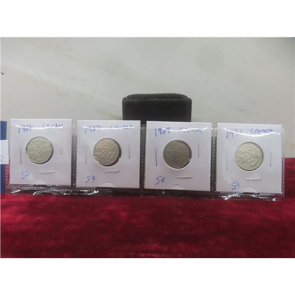 Set of 4 Canadian Nickels: 1922, 1927, 1929, 1931