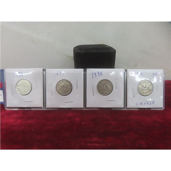 Set of 4 Canadian Nickels: 1936, 1937, 1938, 1939