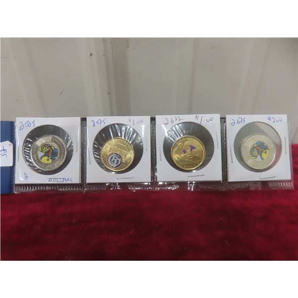 4 Colored Canadian $1 and $2 Coins: 2022 and 2025