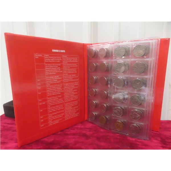 Canadian 5¢ Coin Book, 1922–2012, Complete Set Including 1942, 1947 M.L., 1951 Commemorative, 1975