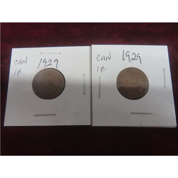 2 1929 Canadian Small Cent Coins