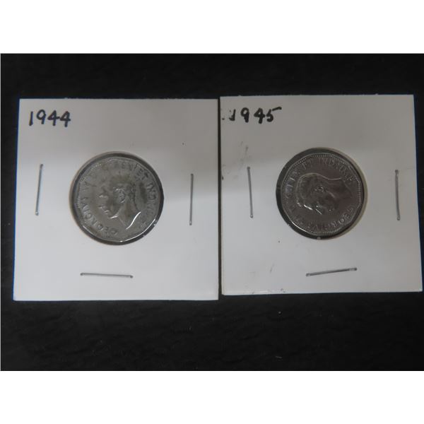 1944 and 1945 Canadian 5¢ Coins – Georgius VI