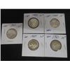 Image 1 : 5 1967 Canadian Centennial 25¢ Coins