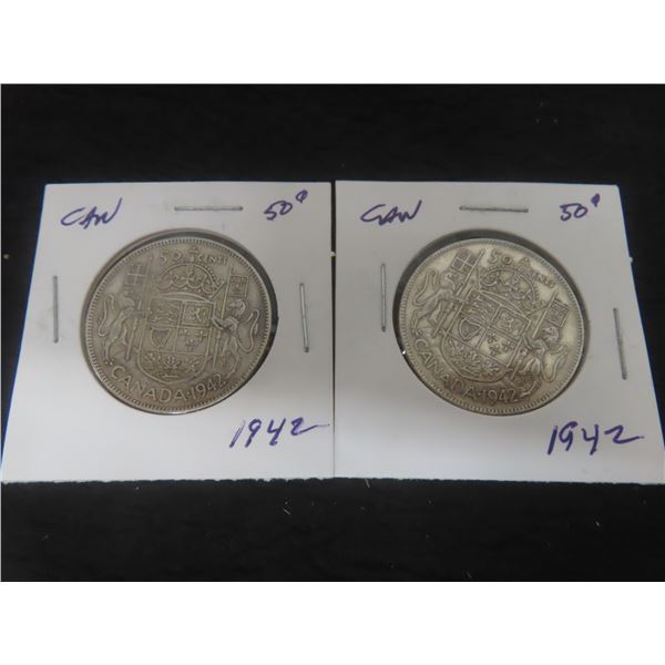 2 1942 Canadian 50¢ Coins