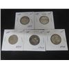 Image 1 : 5 Canadian 25¢ Coins – 1958, 1959, 1940, 1940, 1944