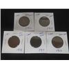 Image 1 : 5 Canadian Large 1¢ Coins – 1920, 1919, 1918, 1917, 1916