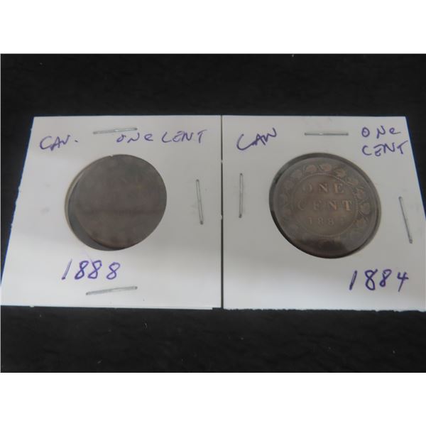 2 Canadian Large 1¢ Coins – 1888 and 1884