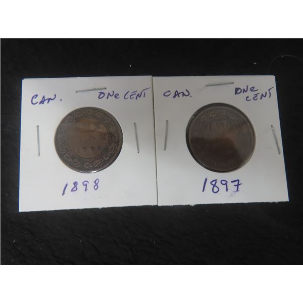 2 Canadian Large 1¢ Coins – 1898 and 1897