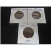 Image 1 : 3 Canadian Large 1¢ Coins – 1895, 1893, 1892