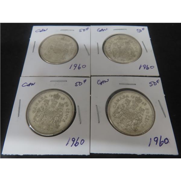 4 1960 Canadian 50¢ Coins