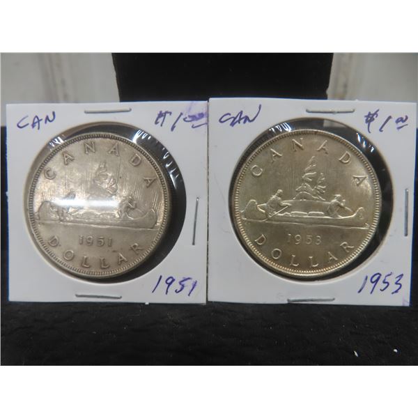 2 Canadian $1 Coins – 1951 and 1953