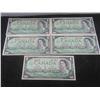 Image 1 : 5 1967 Canadian Centennial $1 Bills – Crisp
