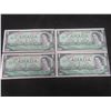 Image 1 : 4 Offcut 1967 Canadian Centennial $1 Bills – Crisp