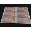 Image 1 : 6 1974 Canadian $2 Bills – Crisp