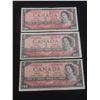 Image 1 : 3 1954 Canadian $2 Bills