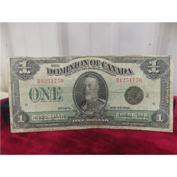 1923 Dominion of Canada $1 Bill