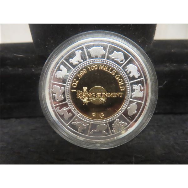 Rising Sun Mint 1 oz .999 100-Mills Gold Pig Coin