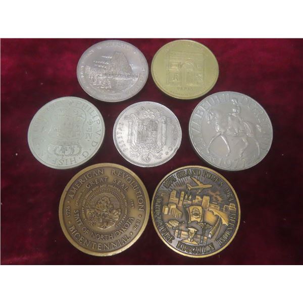 7 Medallions and Tokens – American Revolution Bicentennial 1977, Queen Elizabeth Silver Jubilee