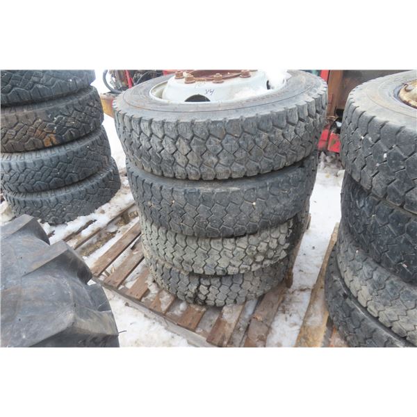 4 Tires and Rims, 8-Hole, Goodyear 225/70R19.5