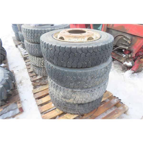 4 Tires and Rims, 8-Hole, Goodyear 225/70R19.5