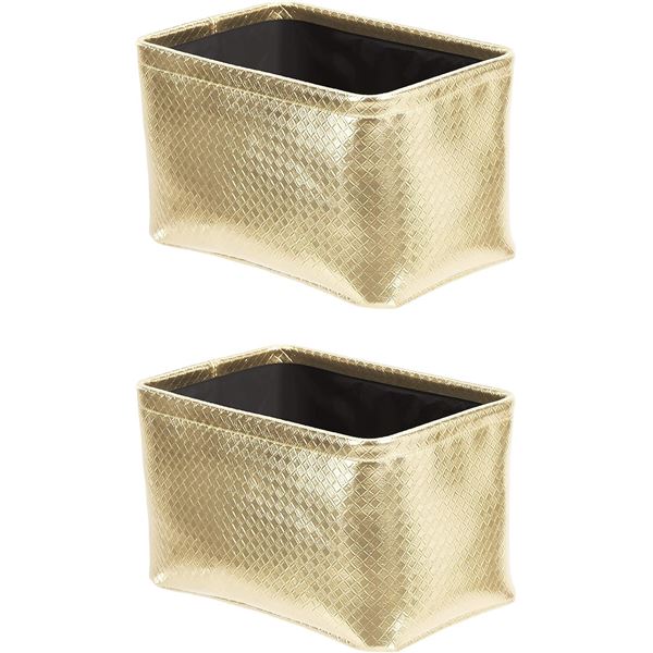 Group of 2 Amazon Basics Storage Bins - Metallic Gold, 2-Pack B07TYPZGNM