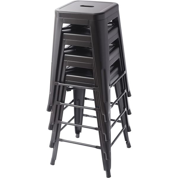Group of 3 Amazon Basics Metal Bar Stools, 24-Inch Seat Height, Set of 4, Black