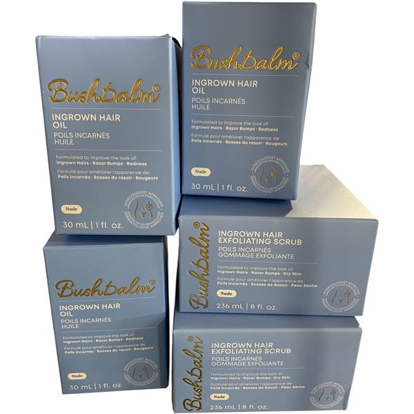 NEW Bush Balm Ingrown Hair Treatment - includes x3 Oil & 2 Exfoliating Scubs (Total R.V. $168)
