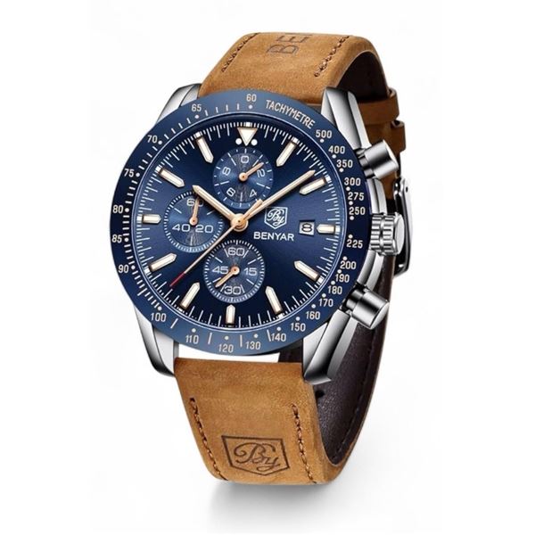 NEW Benyar Men's Wristwatch Blue Dial w/ Certificate & Box