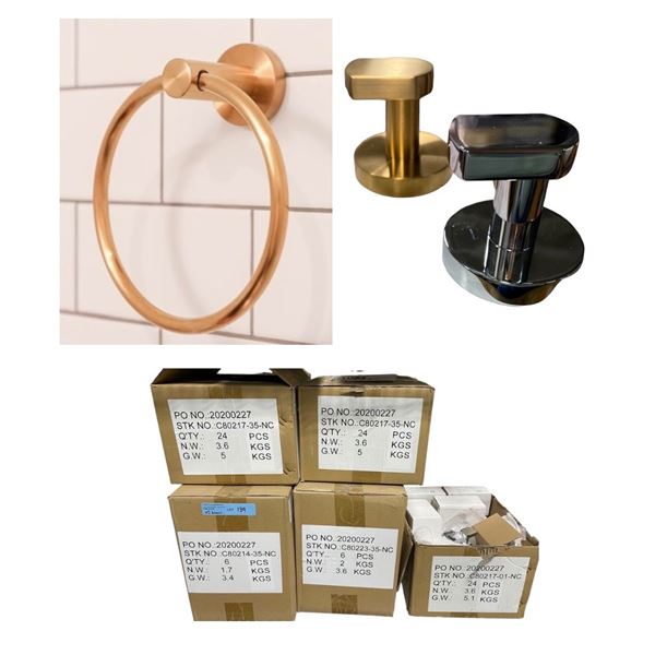 NEW Ollie Nickel Robe Hooks - Chrome/Brushed Gold(5 boxes)