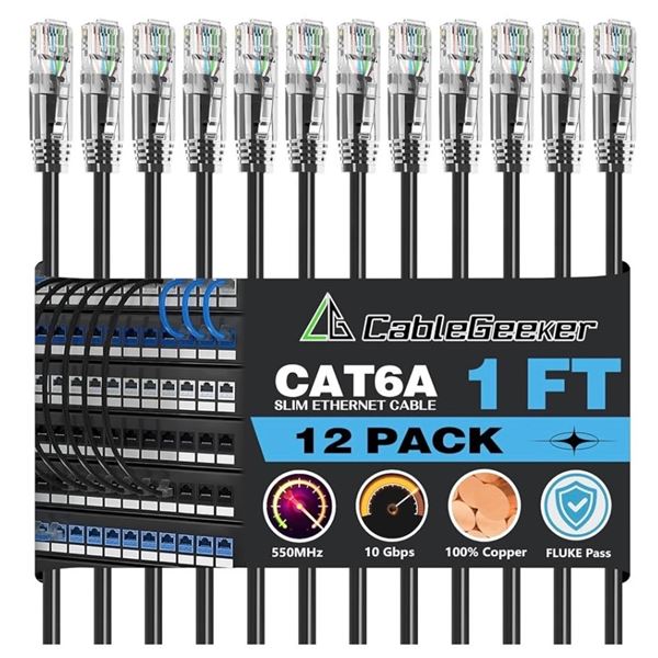 NEW Cable Geeker Patch 1ft Ethernet Cables - approx. 9 pcs