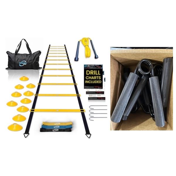 NEW Fitness Invicible Equipment - inlcudes x3 Speed Cones Drills Set & Crazyrope Hand Exercice Rehab