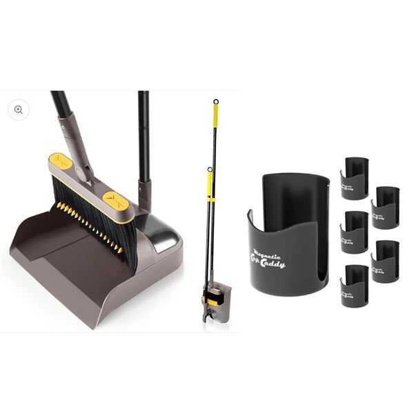NEW Jehonn Broom Dustpan Set & Magnetic Cup Caddy