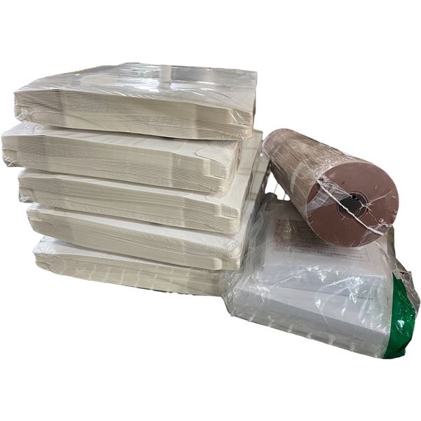 NEW Large Group of White 8x8 Gift Boxes (5 Boxes of 30 pcs)/Pink Butcher Paper 1_" x 17.5" & More