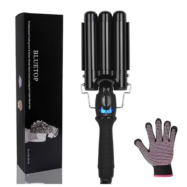 NEW group of 2 Blue Top Prefessional Curling Iron Wave hair & 2-pack Wall Mount Holders