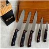 Image 3 : NEW 7-pcs Wood & Black Stainless Steel Chef Knife Set