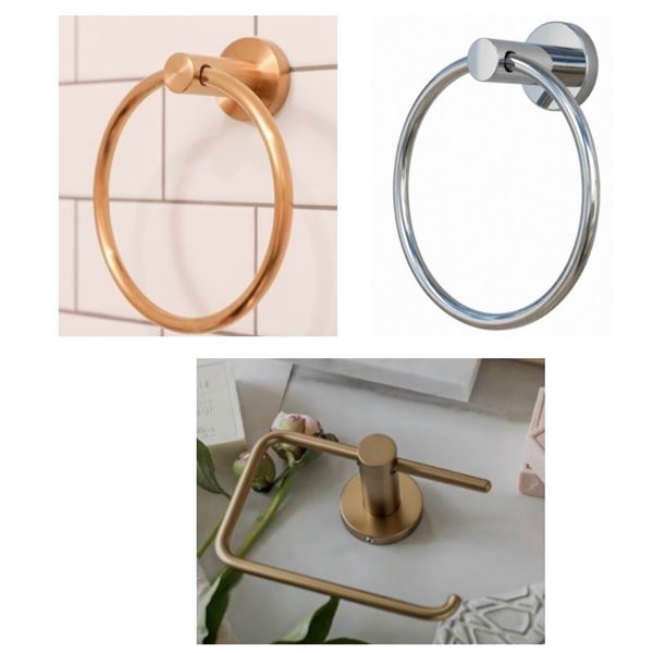 NEW Ollie Nickel Towel Rings - Chrome/Gold  (5 boxes - approx. 30 pcs)