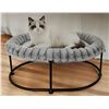 Image 2 : NEW L-Shaped Cat Scratcher & Grey Faux-Fur Elevated Chair w/ Stand