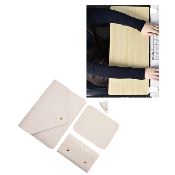NEW Fydeamer Ergonomic Desk Extender Tray & Cream Set Luxury Laptop Sleeve Set